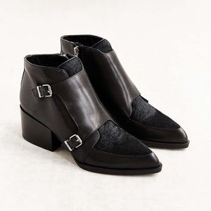 NEW SAM EDELMAN REESE MONK STRAP CALF HAIR BOOTIES